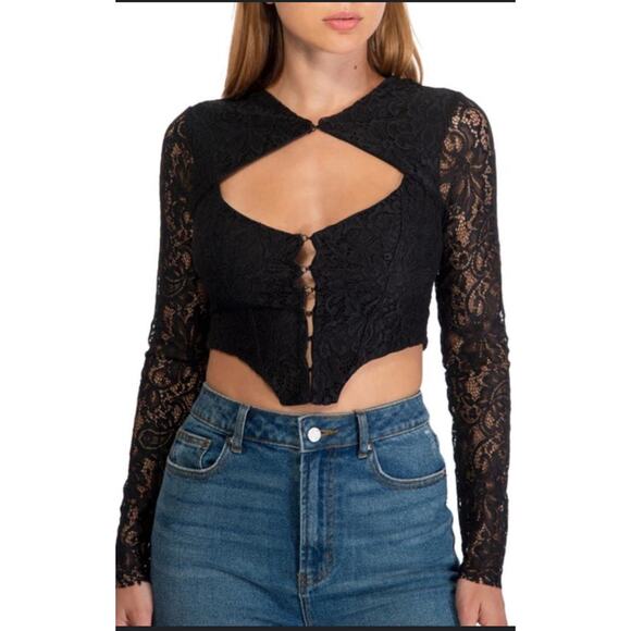 AFRM Santi Corset Black Lace‎ Womans Large Goth Whimsigoth Dark Fairy - Picture 1 of 9